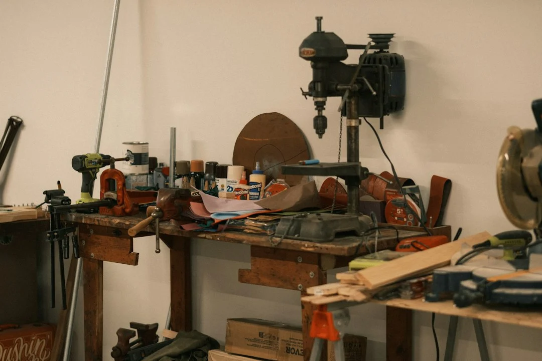 Cordless drill on a workbench illustrating rechargeable battery storage